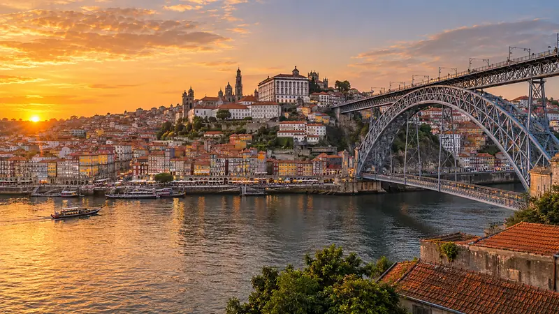 Original artwork evoking Porto — not a photograph.